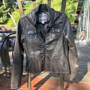 Wet Seal Black Leather Jacket with Vintage Appeal